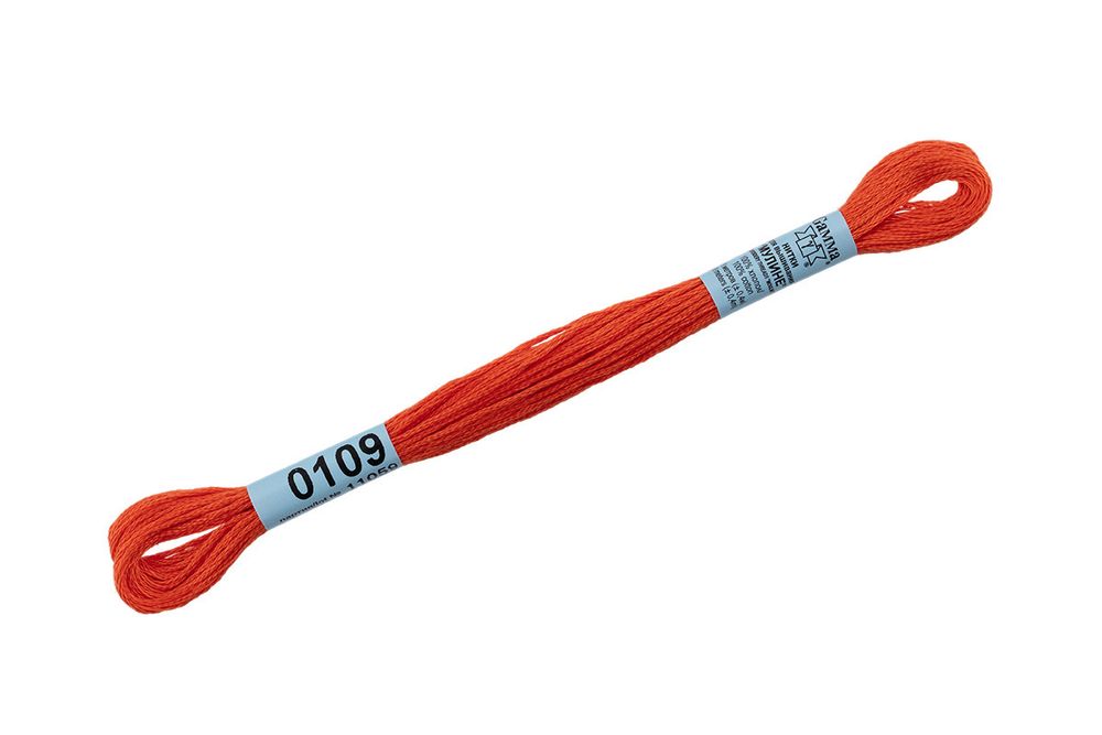 Мулине Gamma 100% хлопок, цв.0109 морковный, 24 мотка по 8 метров