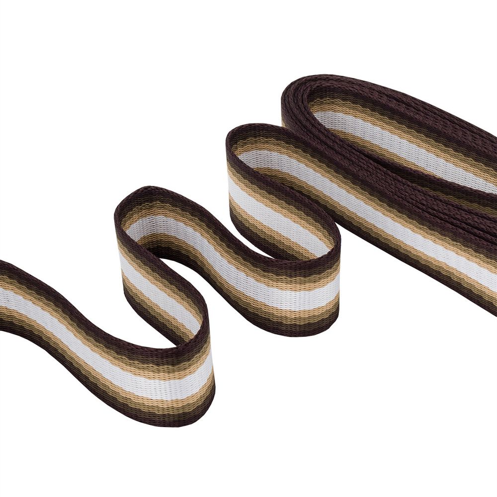 Стропа (ременная лента) 30 мм / 3 метра, [25 г/пог.м], с принтом 2-сторонняя, 1224 белый/бежевый/коричневый, 3Al361