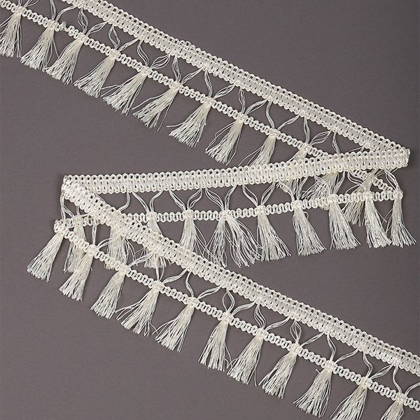 Бахрома отделочная 70.0 мм / 10 метров, 6154-0419, с кисточками, цв.6343 молочный