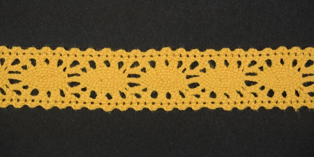 Кружево вязаное (тесьма) 20 мм, цв. желтый, AF-160-015, Alfa, 25 м Кружево вязаное (тесьма) 20 мм, цв. желтый, AF-160-015, Alfa, 25 м