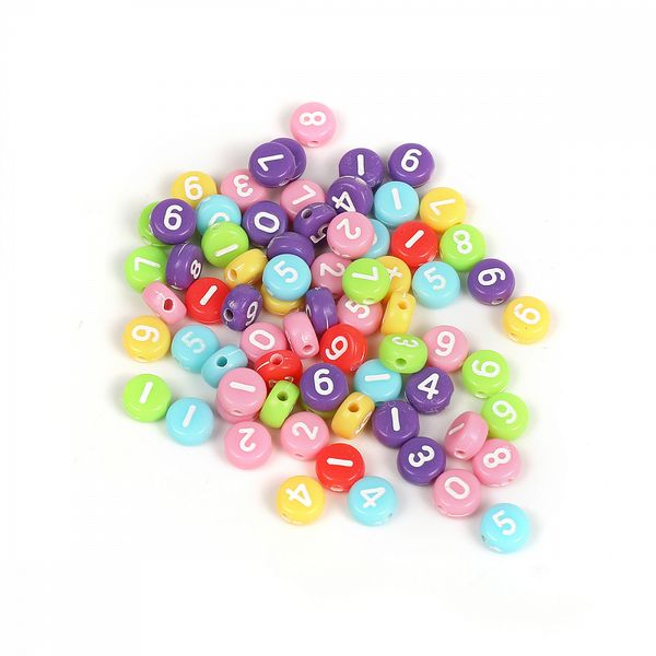 Бусины пластик набор цифры ассорти, M4H-B005, 500г