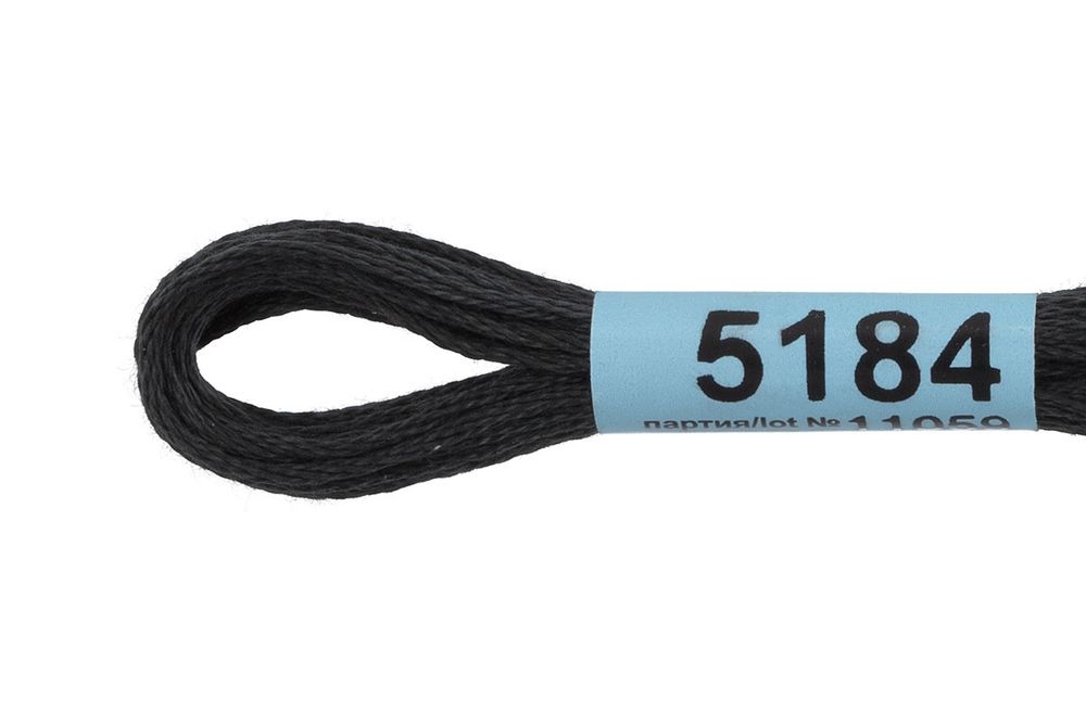 Мулине Gamma 100% хлопок, цв.5184 черно-серый, 24 мотка по 8 метров