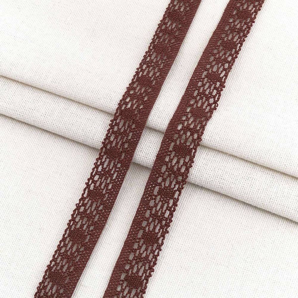 Тесьма отделочная 16 мм / 18.2 метра, А7173 хлопок, вязаная, коричневый, 21210