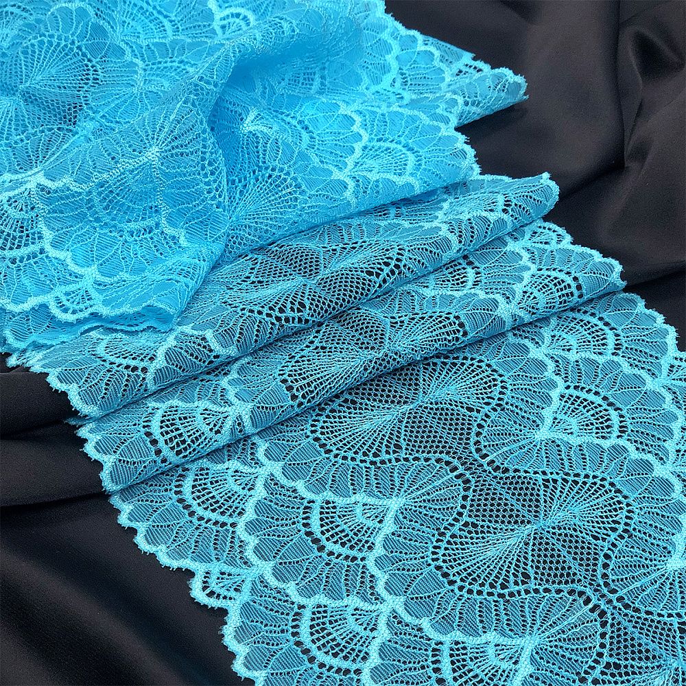 Кружево бельевое эластичное 195 мм / 10 м, цв.A2201 яркая бирюза, Kruzhevo