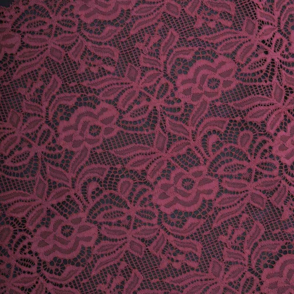 Кружево бельевое эластичное 300 мм / 3.4 метра, цвет темно-красный