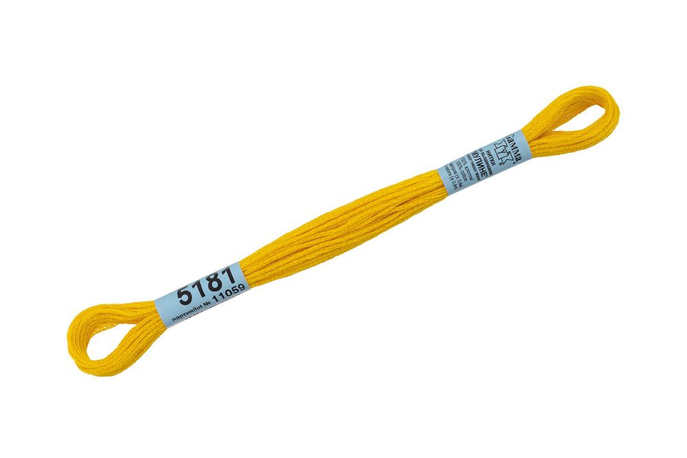 Мулине Gamma 100% хлопок, цв.5181 насыщенный желтый, 24 мотка по 8 метров