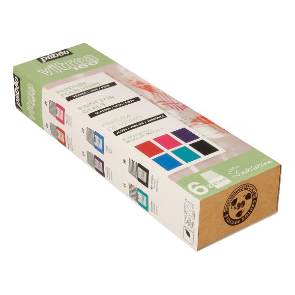 Набор красок Pebeo Vitrea 160 Открытие по стеклу под обжиг 6 цв. 20 мл, 756462 2 глянцевые