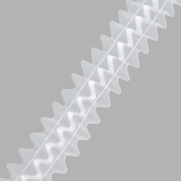 Лента (тесьма) шторная: сборка параллельная (нефиксированная) 40 мм / 10 метров, (1 ряд петель, 2 шнура), прозрачный, 401-О