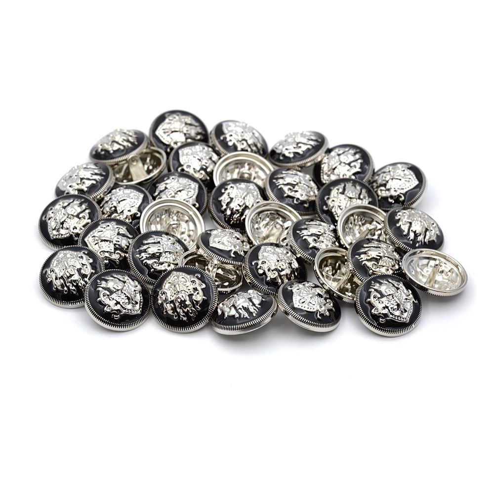 Пуговицы на ножке 36L (23мм), металл (Black/S черный с серебром), 36 шт, ME 645