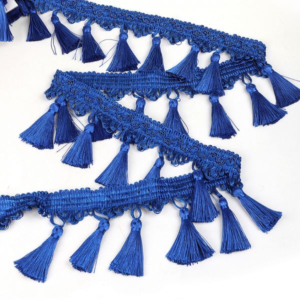 Бахрома отделочная широкая 100.0 мм / 10 метров, с кистями, 6152-0327, цв.6422 синий