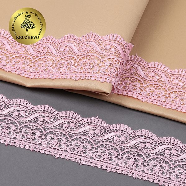 Кружево гипюр (плетёное) 65 мм, диз. 112, цв.17 розовый, уп. 9 м, Kruzhevo
