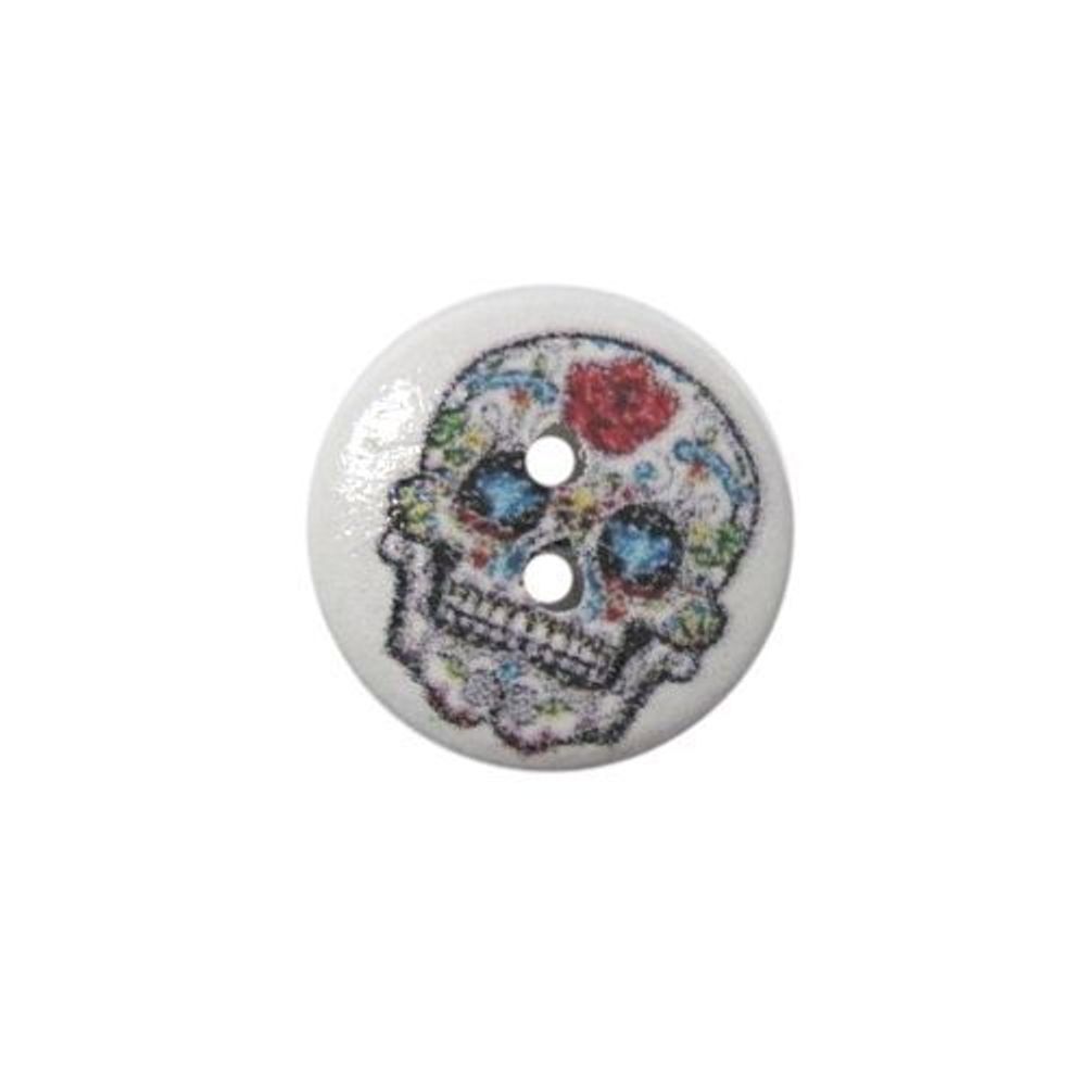 Пуговицы деревянные Разное 18мм (Череп 5), 100 шт