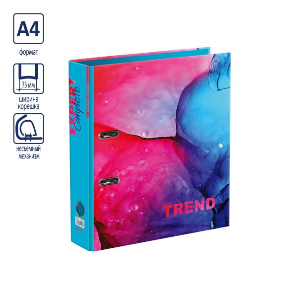 Регистратор ламинированный Marbling 75 мм, 10 шт, Trend A4 арочный механизм, бирюзовый EC751701, Expert Complete