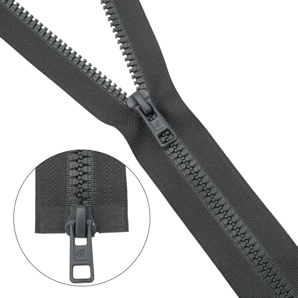 Молния трактор Arta Т6 (6 мм) 2 зам., разъем., 75 см, (2077), A315 графит, НОВЫЙ МАТОВЫЙ ЗАМОК, уп.5 шт