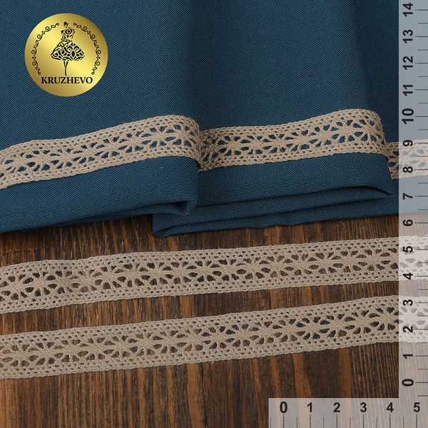 Кружево вязаное (тесьма) 15 мм / 10 метров, цв.серый, Kruzhevo