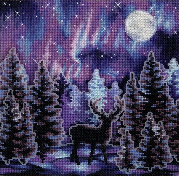 Набор для вышивания нитками Panna PS-7413, Звездная ночь, 21х21 см
