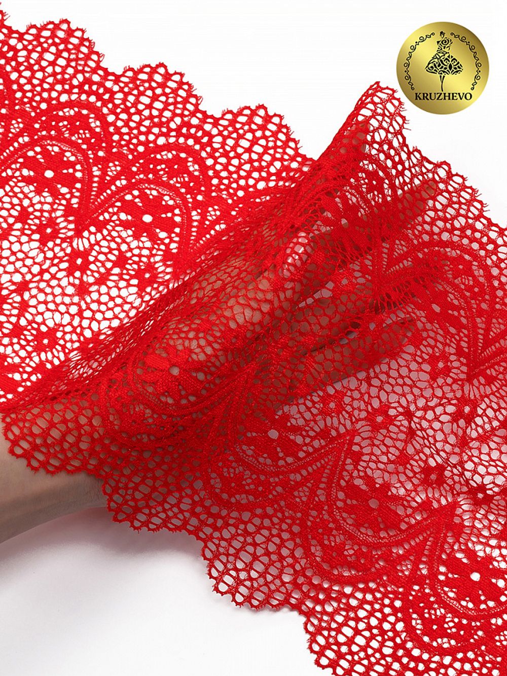 Кружево бельевое эластичное 220 мм / 3 м, цв.SD163 красный, Kruzhevo