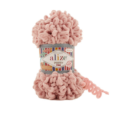 Пряжа Alize (Ализе) Puffy Fine / уп.5 мот. по 100 г, 14м, 161 пудра A