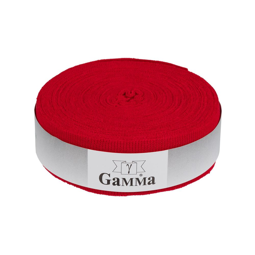 Косая бейка трикотажная 35 мм / 10 метров, (рибана), 014 красный, Gamma
