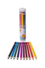 Набор цветных трехгранных карандашей джамбо в тубусе, заточенные 2х10 цв, Лео LSTJ-10