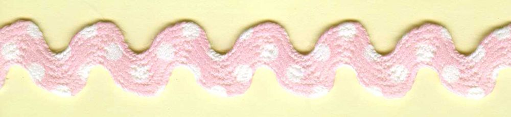 Тесьма вьюнчик 15 мм, розовый в белый горошек, 25 м, Matsa