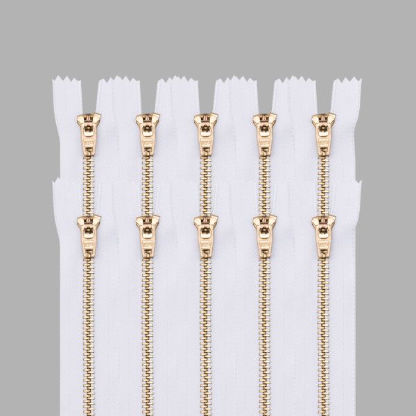 Молния металл джинсовая Т5 (5 мм) 1 зам., н/раз., 8 см, белый, 38974/08-3, 10 шт