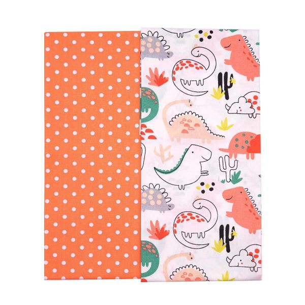 Набор тканей Динозаврики оранжевый (100% хлопок) 50х50см, 2 шт, Astra&Craft, PAT02-03