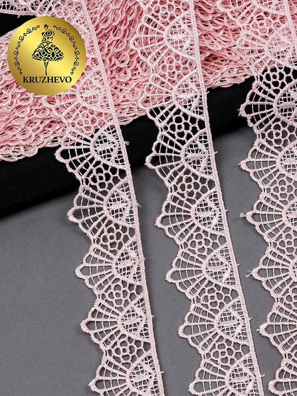 Кружево гипюр (плетёное) 30 мм, диз.TR.4GB2502 цв.7 розовый уп.9м, Kruzhevo