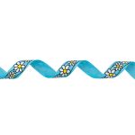 Лента репсовая (в рубчик) Ромашки 1,5см*22.86 м (голубой)