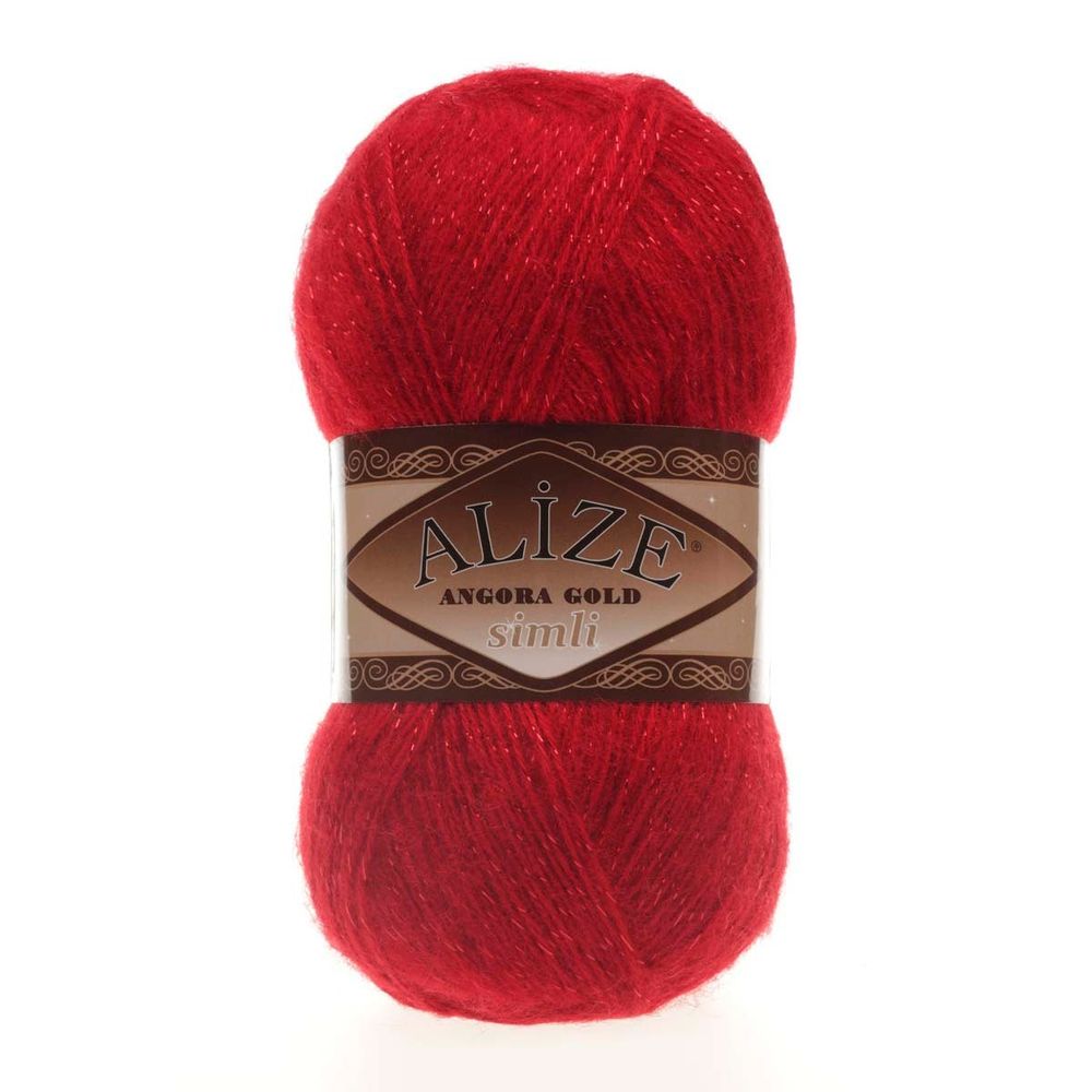Пряжа Alize (Ализе) Angora Gold Simli / уп.5 мот. по 100 г, 500м, 106 красный A