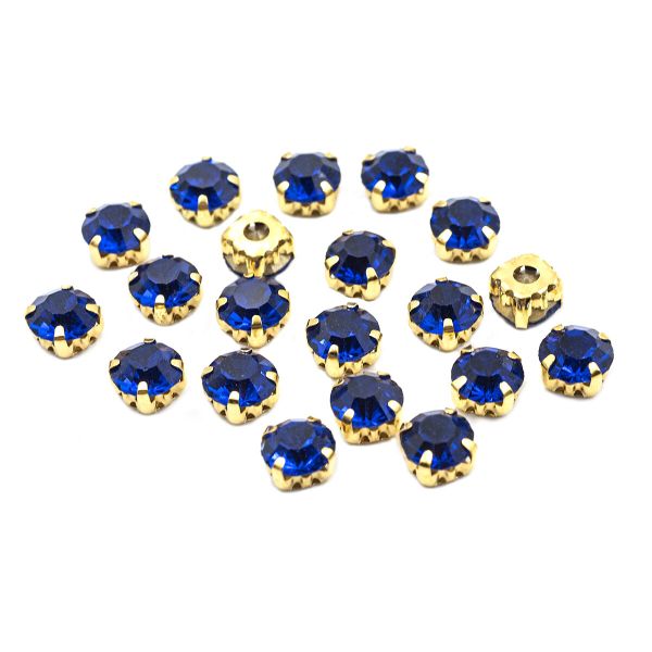 Хрустальные стразы в цапах/золото, 8мм, 20 шт/упак, Astra&Craft (25 синий), 4AR167/168