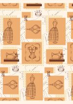 Ткань для пэчворка Peppy Век моды панель, отрез 60х110 см, 146 г/м², ВМ-03 бежевый, Peppy