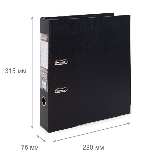 Регистратор PVC, 2-х стороннее покрытие, мет.уг. 75 мм, 50 шт, Premier A4 арочный механ. (разб.), черный ЕС100162001, Expert Complete