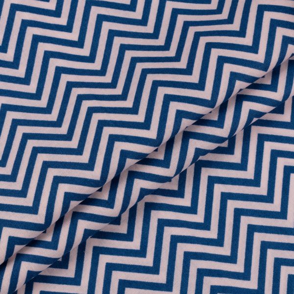 Ткань для пэчворка Peppy Бабушкин сундучок, рулон 112 см / 5 метров, БС-32 зигзаг я.синий, Peppy