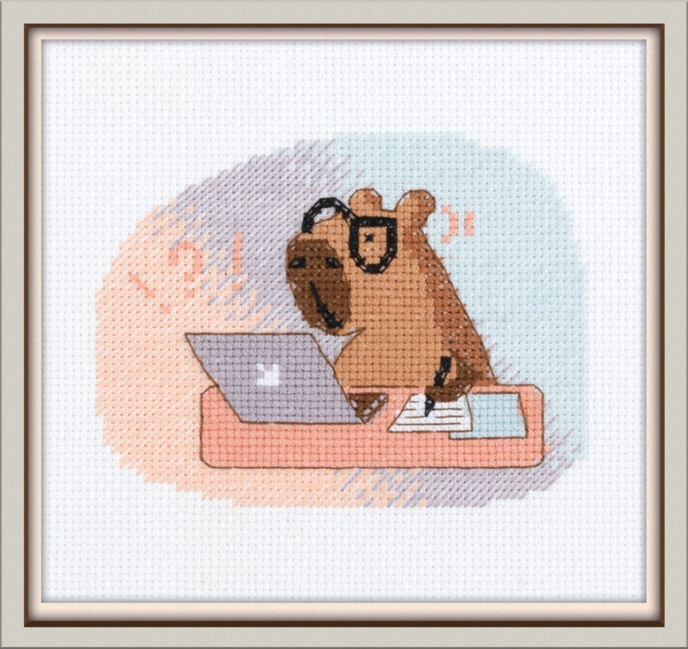 Набор для вышивания нитками Klart 12-068, Весь в работе, 14.5х12 см