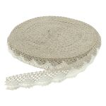 Кружево вязаное (тесьма) хлопковое 28 мм / 25 метров, рис.28.01.021 (лен/белый) С3749Г17