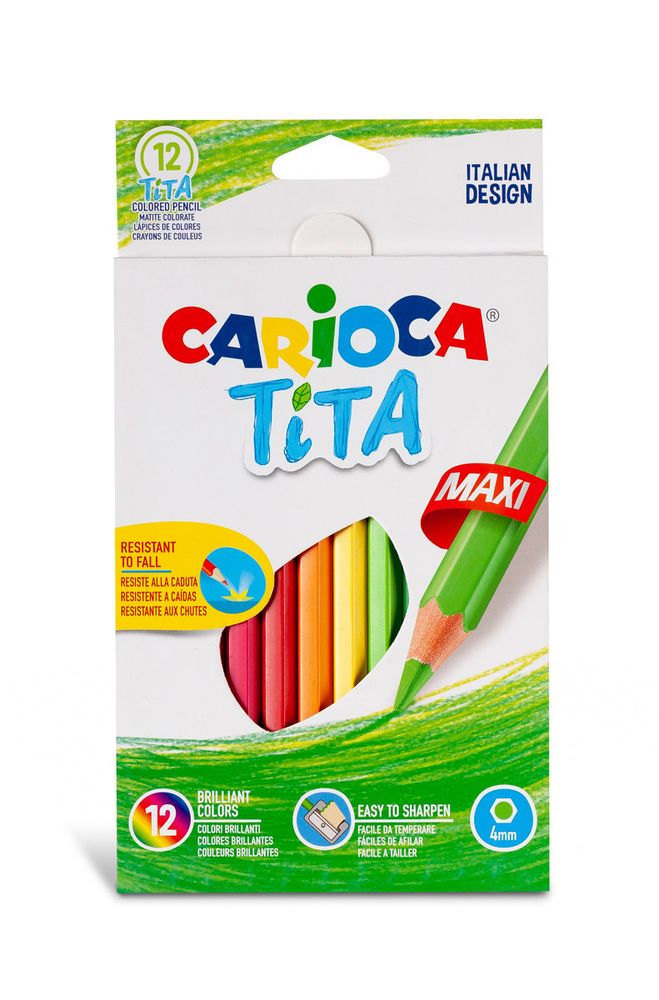 Карандаш цветной утолщенный пластиковый Carioca Tita Maxi шестигранные 12 цв. 42789