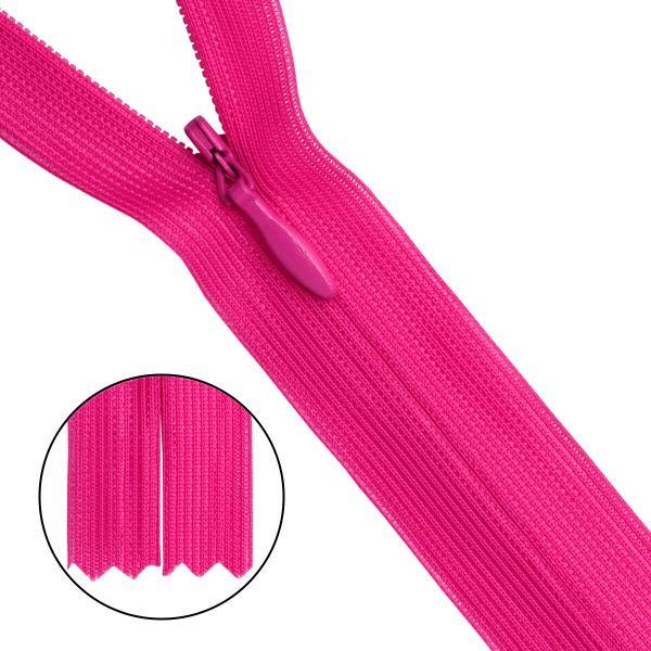 Молния потайная (скрытая) Т3 (3 мм) 1 зам., н/раз., 20 см, фуксия, 31219 / 20, 10 шт
