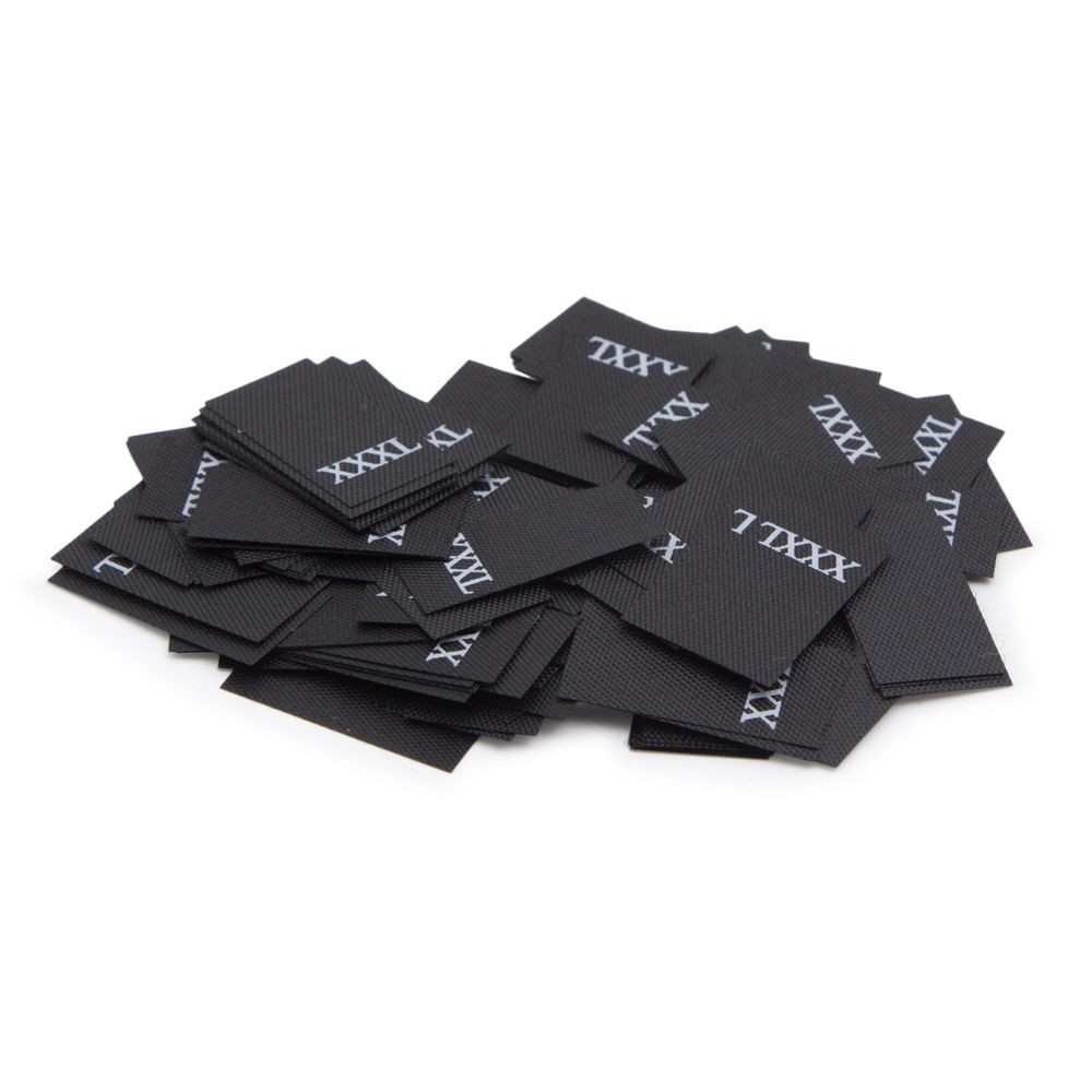 Этикетка-размерник 10х20мм, 100 шт/упак, черный фон/белый шрифт (MN) (XXXL)