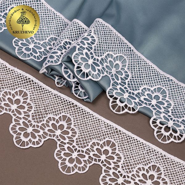 Кружево гипюр (плетёное) 80 мм, 0741 цв.01 белый уп.13.71м, Kruzhevo