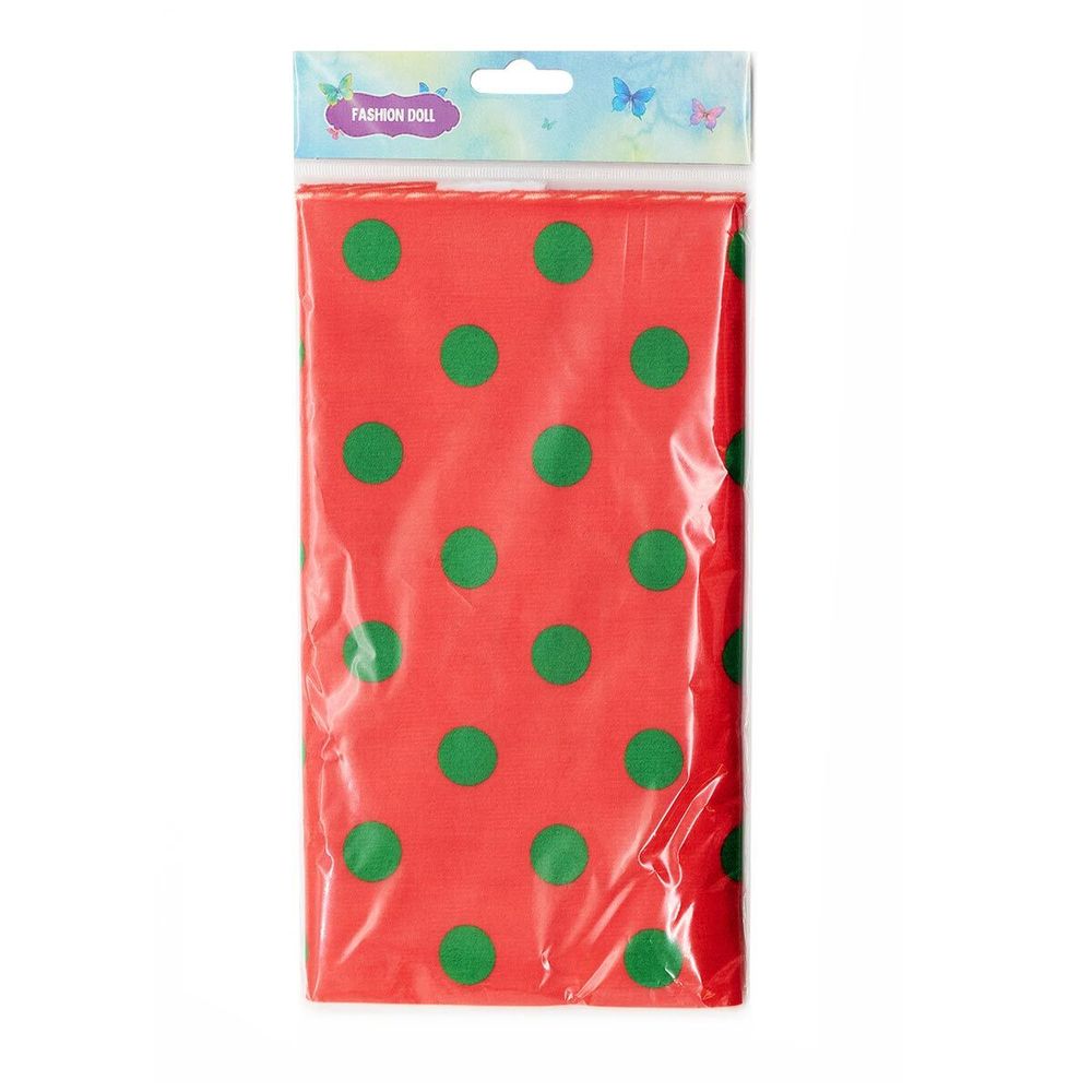 Мех коротковорсовый 1,5мм с принтом горох, 47*47см (±2см), 100% п/э (красный/зеленый) 29491