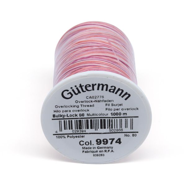 Нитка текстурированная Gutermann Bulky-Lock 80 multicolor, 1000 м, 9974, 1 катушка