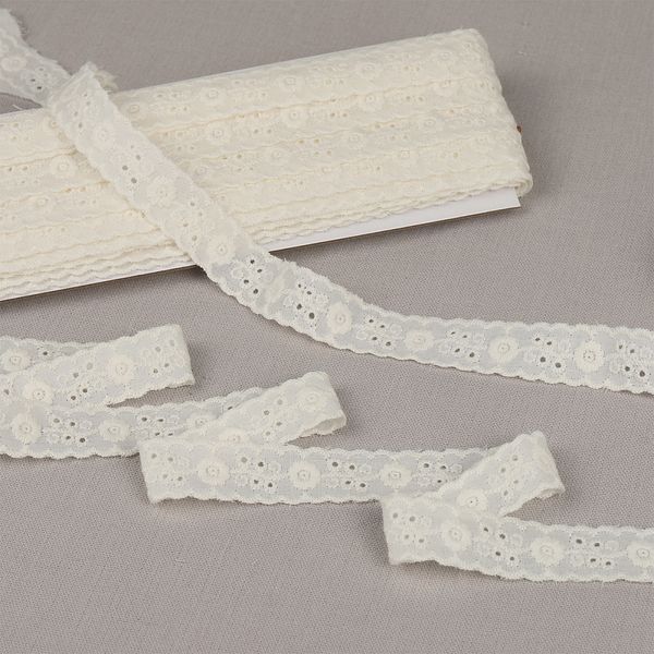 Кружево шитьё хлопок.1478 17 мм, цв.F102 молочный, уп.13.71м, Kruzhevo