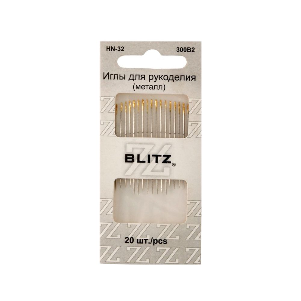 Иглы ручные для рукоделия, 20 шт, никель, Blitz HN-32 300B2