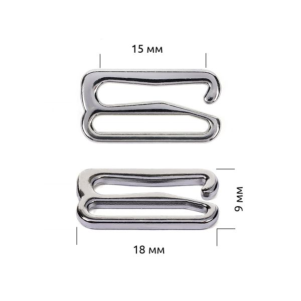 Крючки для купальника металл 15.0 мм, никель, 915.SW, 100 шт