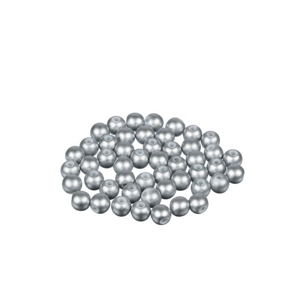 Бусины пластик ⌀8 мм, 50±2 шт, №24 серебро, Zlatka PB-2