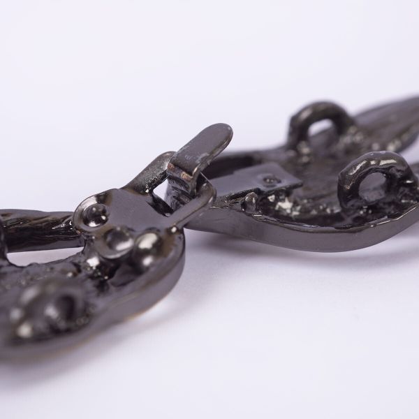 Застежка декоративная металл 46х12 мм, 2 шт, 12 шлифованная бронза (прозрачный), Micron GH 1009