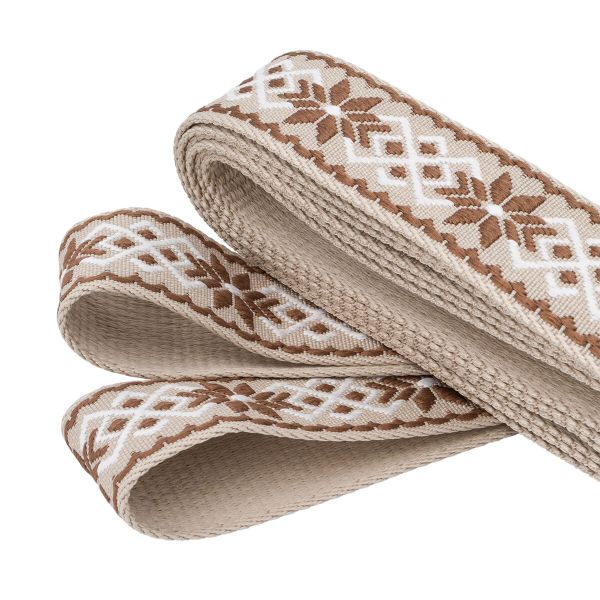 Стропа (ременная лента) 38 мм / 3 метра, [36.33 г/пог.м], с принтом 1-сторонняя, T0741 бежевый/коричневый, 3Al359
