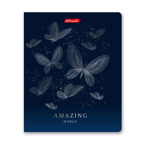 Тетрадь ученическая общая, матовая ламинация + тиснение серебряной фольгой, A5+ 96 л. на скобе 60 г/м², белизна 100%, 5 шт, клетка в термоусадочной пленке, 000770 Удивительная, Светоч 96ТЕТк-007