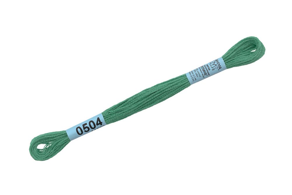 Мулине Gamma 100% хлопок, цв.0504 зеленый, 24 мотка по 8 метров